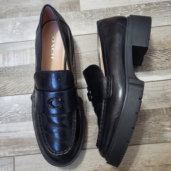 Coach Leah Loafer Black Leather Size 11 - Picture 1 of 11